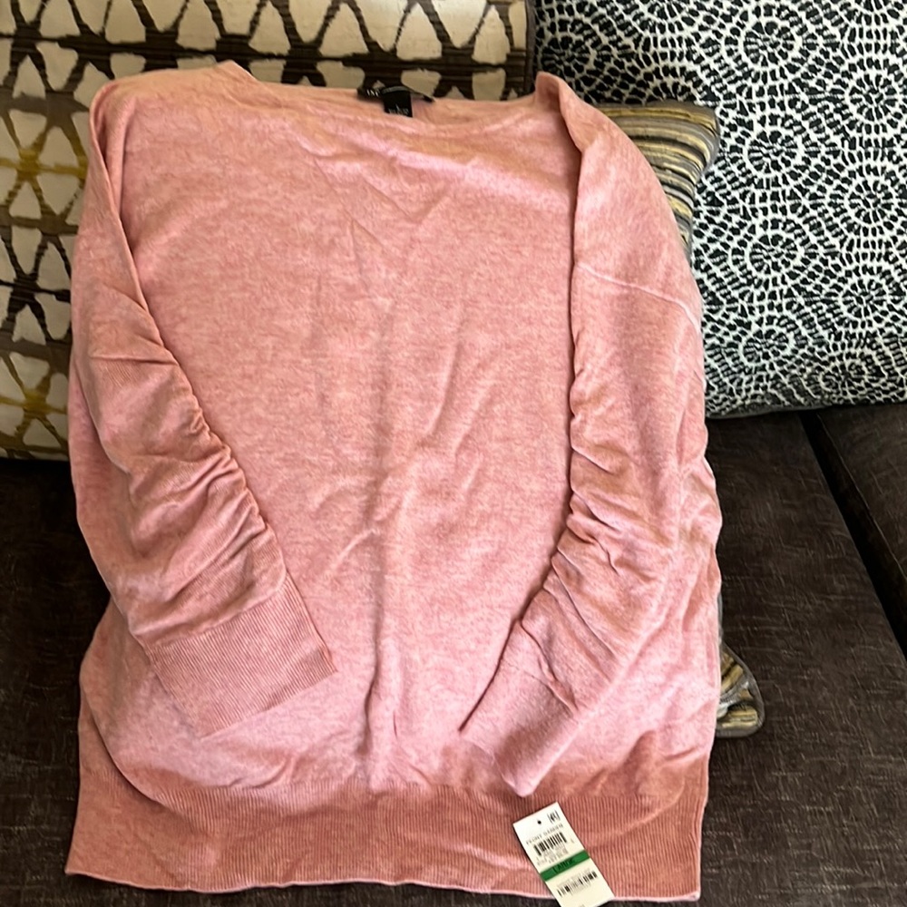 INC pale mauve sweater (peony garden) size large.